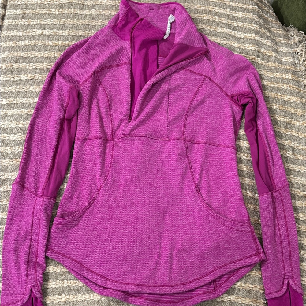 Lululemon Base Runner 1/2 Zip Raspberry Pique‎ Pink Rulu Athletic Top Size 10 - Picture 2 of 16
